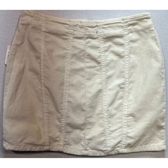 We The Free Women's A-Line Slim Micro Mini Skirt Front Full Zip Size 4 Ivory - Picture 2 of 12
